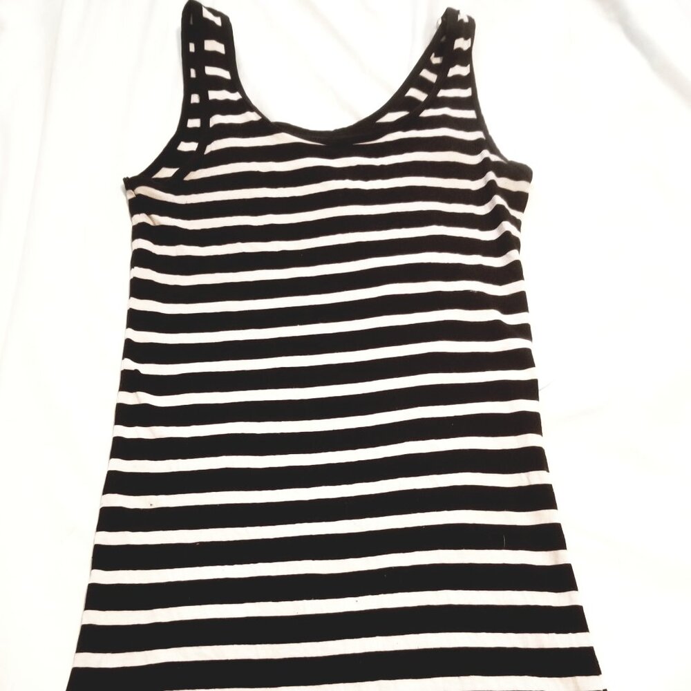 Black and White Striped Bodycon Tank Dress 👗 Read Notes